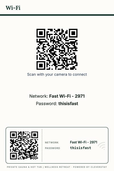 Wi-Fi guide, printed as a 4×6 card